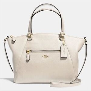 Coach Pebbled Leather Prairie Satchel Bag in Chalk